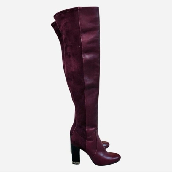 Michael Kors Sabrina Burgundy Leather Over-the-Knee Boots Size 5.5 - Picture 6 of 11